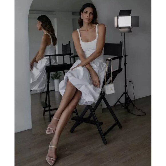 Zara Womens Sleeveless Round Neck Balloon Tank Midi Dress White Size M - Picture 3 of 10